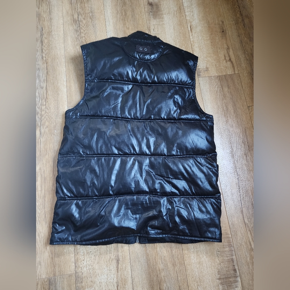 Converse One Star Puffer Vest Mens S Womens M Black Shiny Embroidered Logo - Picture 4 of 8